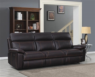 Albany 3 Piece Power Sofa in Brown Leatherette by Coaster - 603291PP
