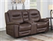 Hemer Power Headrest Power Reclining Console Loveseat in Chocolate Brown Performance Coated Microfiber by Coaster - 603332PP