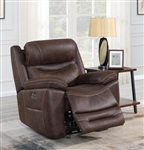 Hemer Power Headrest Power Glider Recliner in Chocolate Brown Performance Coated Microfiber by Coaster - 603333PP