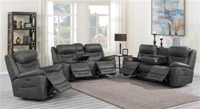 Hemer 2 Piece Dual Power Reclining Living Room Set in Dark Grey Performance Coated Microfiber by Coaster - 603341PP-S2