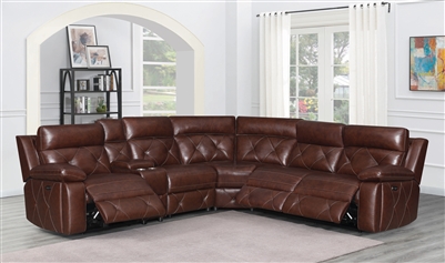 Chester 6 Piece Power Sectional in Chocolate Leather by Coaster - 603440PP
