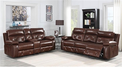 Chester 2 Piece Power Living Room Set in Chocolate Leather by Coaster - 603441-S