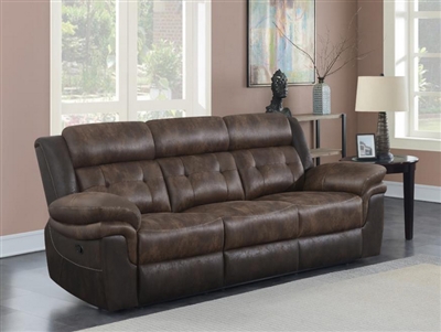 Saybrook Reclining Sofa in Chocolate / Dark Brown Performance Microfiber by Coaster - 609141