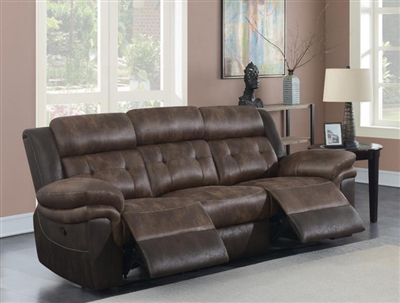 Saybrook Power Reclining Sofa in Chocolate / Dark Brown Performance Microfiber by Coaster - 609141P
