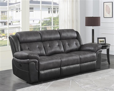 Saybrook Reclining Sofa in Charcoal / Black Performance Microfiber by Coaster - 609144