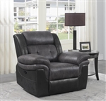 Saybrook Recliner in Charcoal / Black Performance Microfiber by Coaster - 609146