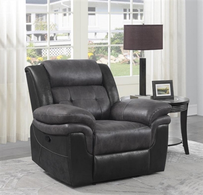 Saybrook Recliner in Charcoal / Black Performance Microfiber by Coaster - 609146