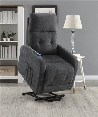 Charcoal Performance Chenille Fabric Power Lift Recliner by Coaster - 609403P