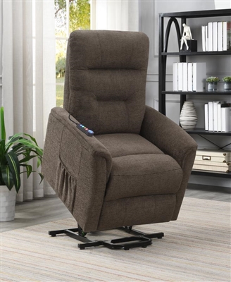Brown Performance Chenille Fabric Power Lift Recliner by Coaster - 609404P