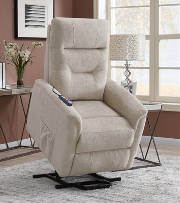 Beige Performance Fabric Power Lift Recliner by Coaster - 609405P