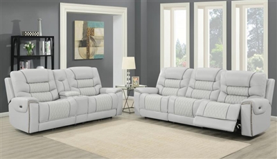 Garnet 2 Piece Power Reclining Living Room Set in Light Grey Leather by Coaster - 609470PP-2