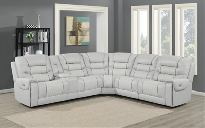 Garnet 6 Piece Power Sectional in Light Grey Leather by Coaster - 609470PP