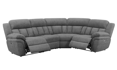 Bahrain 4 Piece Reclining Sectional in Charcoal Chenille by Coaster - 609540-4