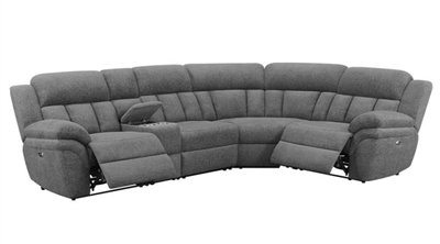Bahrain 5 Piece Power Reclining Sectional in Charcoal Chenille by Coaster - 609540P-05