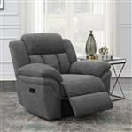 Bahrain Glider Recliner in Charcoal Chenille by Coaster - 609543