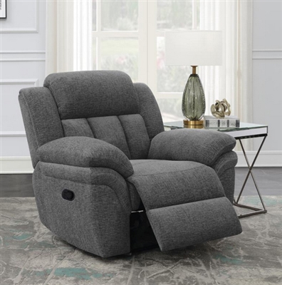 Bahrain Power Glider Recliner in Charcoal Chenille by Coaster - 609543P