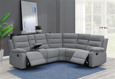 David 3 Piece Motion Sectional in Smoke Fabric Upholstery by Coaster - 609620