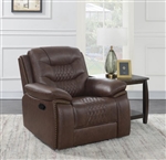 Flamenco Recliner in Brown Breathable Performance Leatherette by Coaster - 610203