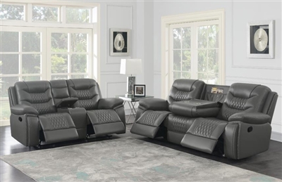 Flamenco 2 Piece Power Reclining Living Room Set in Charcoal Breathable Performance Leatherette by Coaster - 610204P-SET