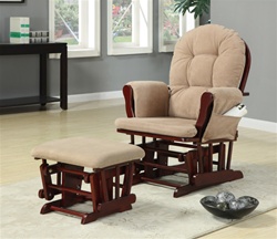 Tan Microfiber Glider with Matching Ottoman by Coaster - 650010