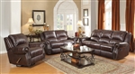 Sir Rawlinson 2 Piece Reclining Sofa Set in Burgundy Brown Leather by Coaster - 650161-S