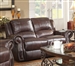 Sir Rawlinson Gliding Reclining Loveseat in Burgundy Brown Leather by Coaster - 650162