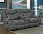 Conrad Gliding Reclining Console Loveseat in Grey Performance Leatherette by Coaster - 650355