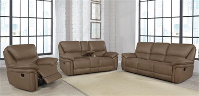 Breton 2 Piece Reclining Living Room Set in Mocha Brown Performance Coated Microfiber by Coaster - 651341-S2