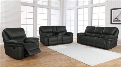 Breton 2 Piece Reclining Living Room Set in Dark Charcoal Performance Coated Microfiber by Coaster - 651344-S2