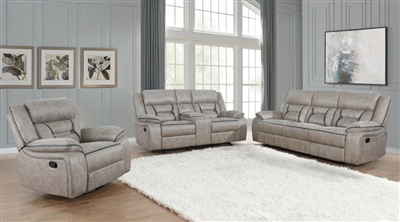 Greer 2 Piece Reclining Sofa Set in Taupe Performance Leatherette Upholstery by Coaster - 651351-S
