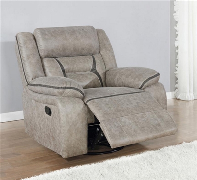 Greer Gliding Recliner in Taupe Performance Leatherette Upholstery by Coaster - 651353