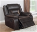 Greer Gliding Recliner in Dark Brown Performance Leatherette Upholstery by Coaster - 651356