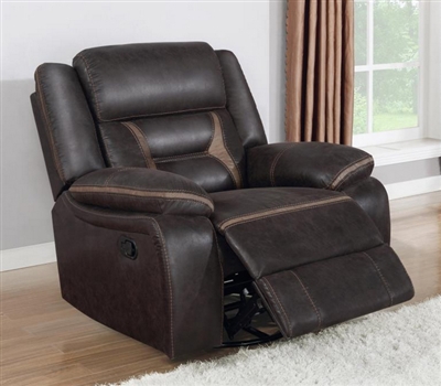 Greer Gliding Recliner in Dark Brown Performance Leatherette Upholstery by Coaster - 651356