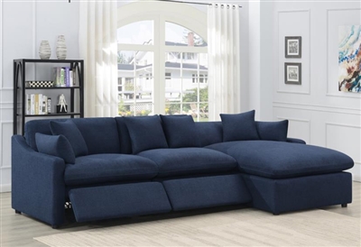 Destino 3 Piece Power Sectional in Midnight Blue Linen Like Fabric by Coaster - 651551P-3