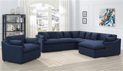 Destino 5 Piece Power Sectional in Midnight Blue Linen Like Fabric by Coaster - 651551P-5