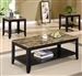 Marble Like Top 3 Piece Occasional Table Set in Black Finish by Coaster - 700155