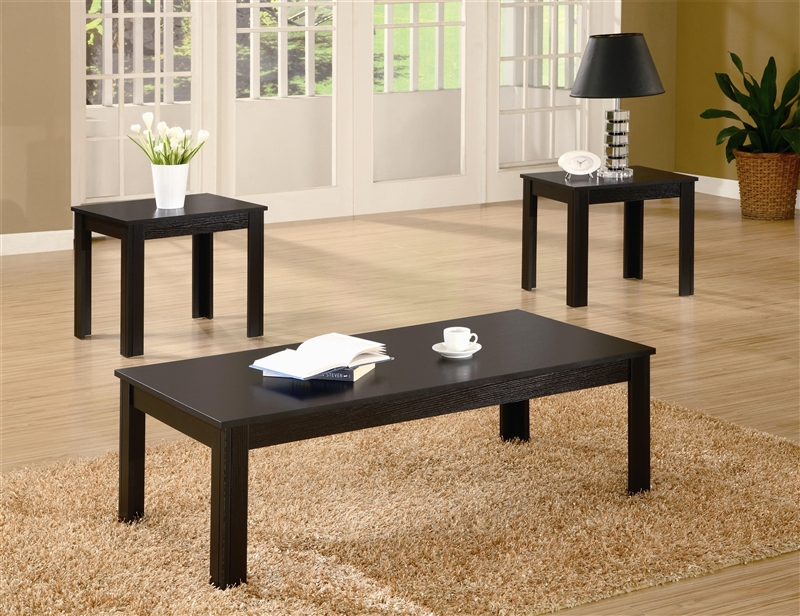 Coaster 2 Piece Glass Top Coffee Table and End Table Set in Black