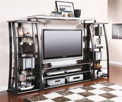 60" TV Console Entertainment Center in Black and Silver Finish by Coaster - 700681