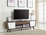 74 Inch TV Console in Dark Walnut and Glossy White Finish by Coaster - 700793