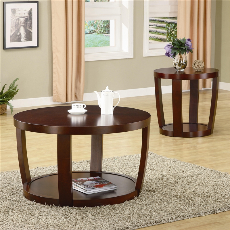 Round Coffee Table In Rich Cherry, Round Cherry Coffee Table