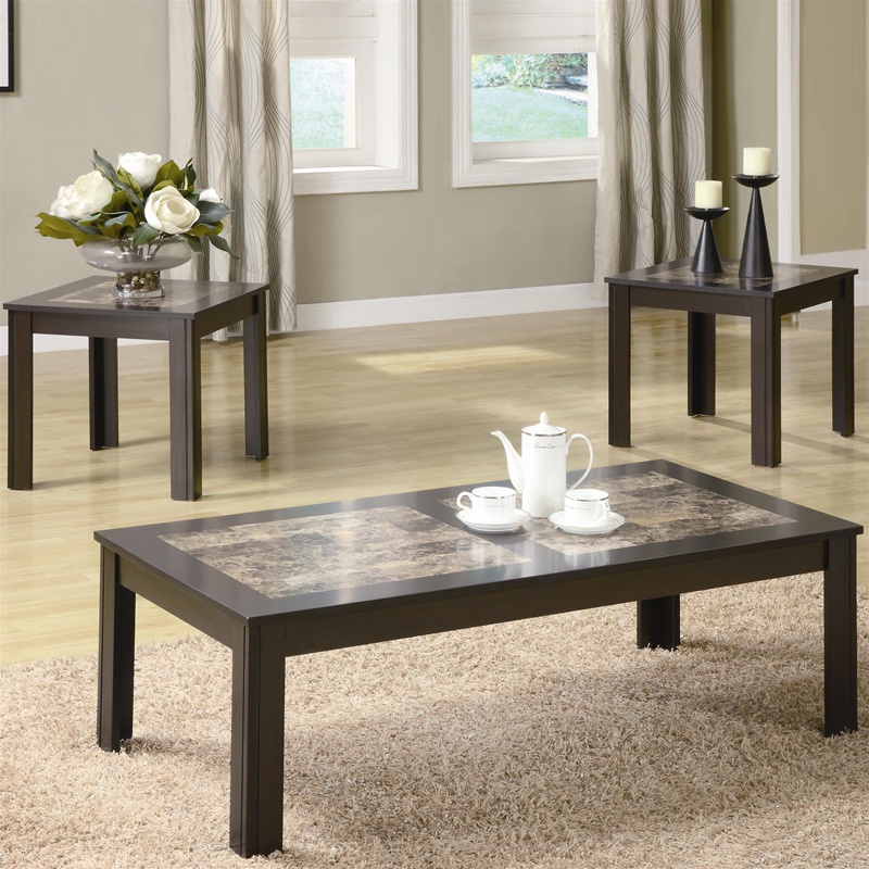 Stunning 3 piece faux marble coffee table set Faux Marble 3 Piece Occasional Table Set By Coaster 701535