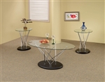 Chrome and Glass 3 Piece Occasional Table Set by Coaster - 701555