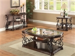 Ornate Coffee Table in Deep Merlot Finish by Coaster - 702448