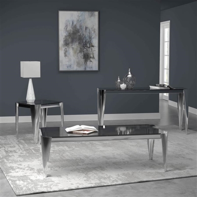 Smoke Grey Glass Top Coffee Table in Silver Finish by Coaster - 709648