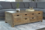 Persia 6 Drawer Storage Coffee Table in Natural Sheesham Finish by Coaster - 723888