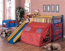 Multicolor Metal Bunk Bed with Slide and Tent by Coaster - 7239