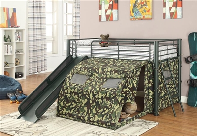 Camouflage Bunk Bed with Slide and Tent by Coaster - 7470