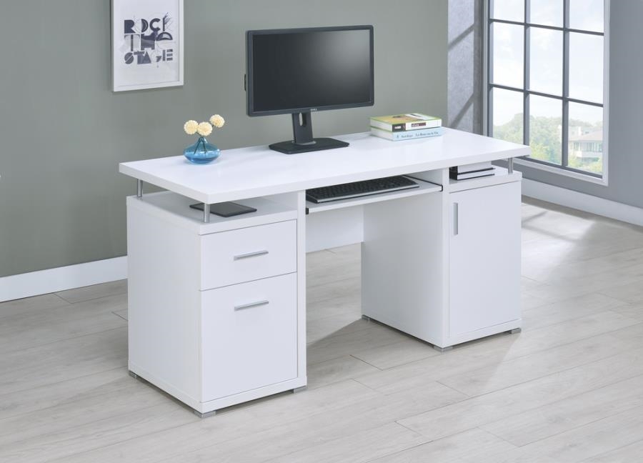 Computer Desk In White Finish By Coaster 800108
