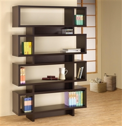 Contemporary Four Tier Open Bookcase in Cappuccino Finish by Coaster - 800307