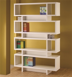 Contemporary Four Tier Open Bookcase in White Finish by Coaster - 800308